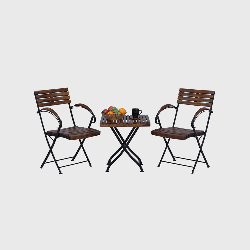 Outdoor Dining Garden Folding Wooden Steel Metal Table